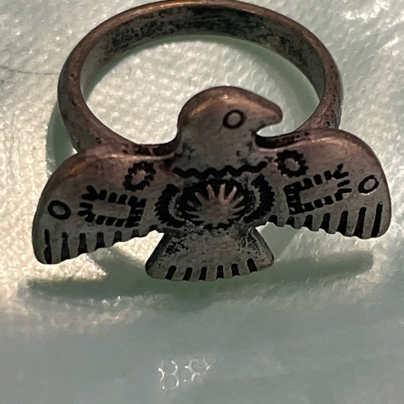 NAVAJO THUNDERBIRD PEWTER RING, sz7.5